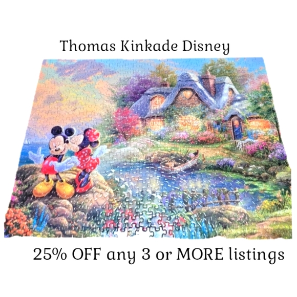 Thomas Kinkade Disney Puzzle 550 Pieces Mickey & Minnie Mouse Landscape Game - Picture 1 of 16